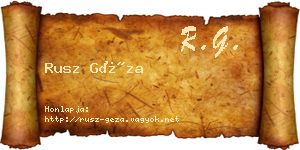 Rusz Géza névjegykártya